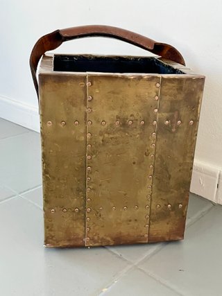 Cubo/Papelera Latón y Cuero Valentí Años 70