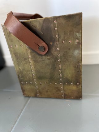 Cubo/Papelera Latón y Cuero Valentí Años 70