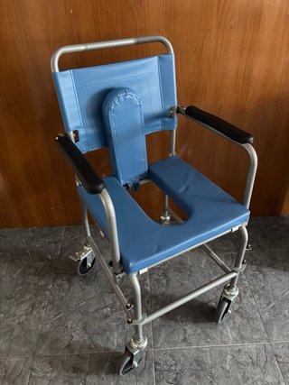 Silla geriátrica de baño con ruedas