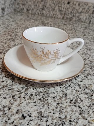 Juego 9 servicios café vintage cerámica/pan de oro