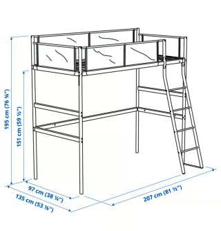 Cama alta Ikea VITVAL 90x200