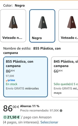 Metrónomo Wittner Pirámide con Campana