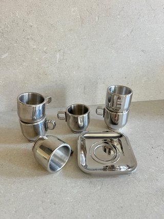 Set 6 Tazzine Caffè Acciaio Vintage
