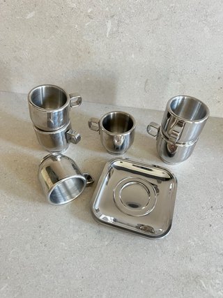 Set 6 Tazzine Caffè Acciaio Vintage
