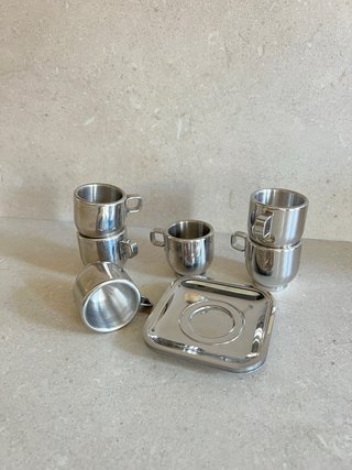 Set 6 Tazzine Caffè Acciaio Vintage