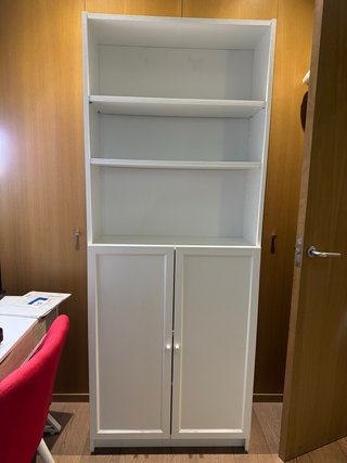 Librería con puertas, blanco, 80x30x202