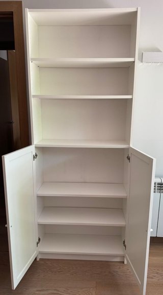 Librería con puertas, blanco, 80x30x202