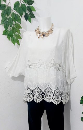 Blusa Blanca Encaje Talla 42