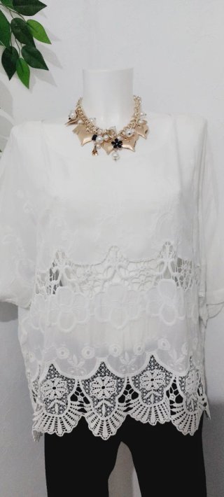 Blusa Blanca Encaje Talla 42