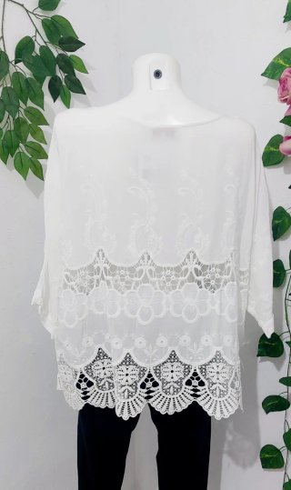 Blusa Blanca Encaje Talla 42