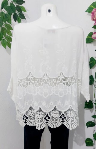 Blusa Blanca Encaje Talla 42