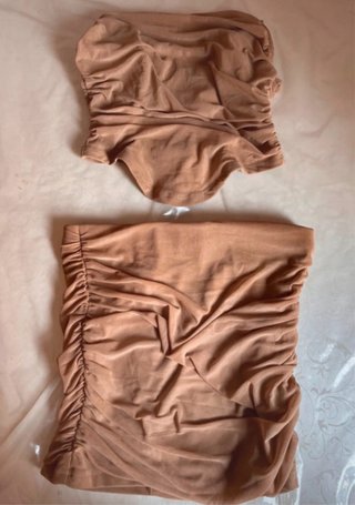 Conjunto marrón fruncido talla única