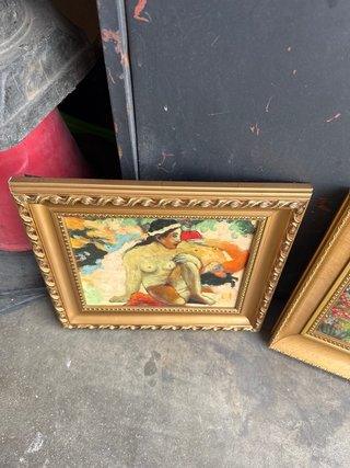 2 Cuadros Vintage Marco Dorado