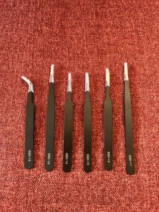 Set 6 pinzette microelettronica ESD