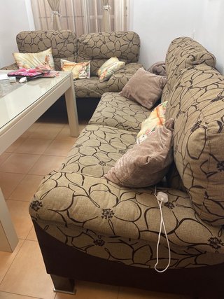 Sofá 2 y 3 plazas tela beige/marrón