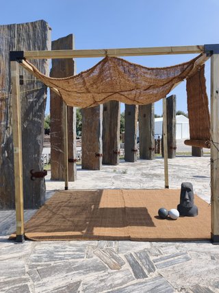 Pérgola 3x3m + toldo, persiana y  alfombra de coco
