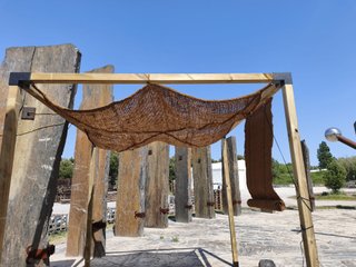 Pérgola 3x3m + toldo, persiana y  alfombra de coco