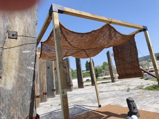 Pérgola 3x3m + toldo, persiana y  alfombra de coco