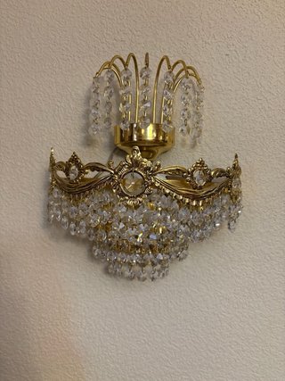 Dos apliques de pared vintage cristal dorado
