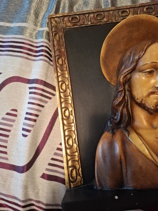 Cuadro Escayola Jesús Sagrado Corazón Vintage