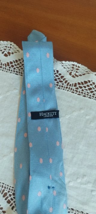 Corbata Hackett London niño azul lunares rosa