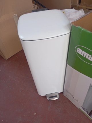 Cubo basura Amig 30L Acero Inoxidable Blanco