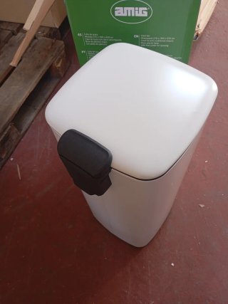 Cubo basura Amig 30L Acero Inoxidable Blanco