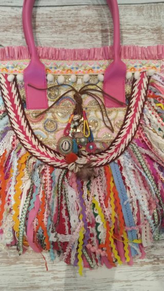 Bolso boho hecho a mano multicolor