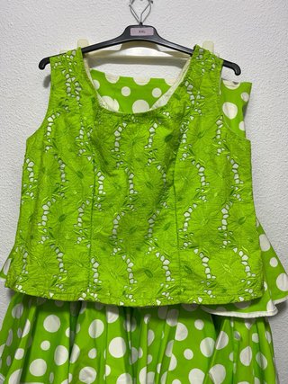 Falda flamenca lunares verde y blanco