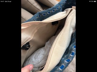 Borsa O Bag Blu con inserto pelliccia
