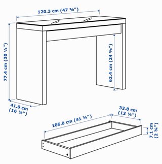Tocador MALM Ikea cristal y madera
