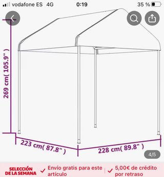 Pérgola  totalmente impermeable 2, 23 - 2,28 m