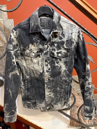 Giubbino jeans maculato uomo cotone