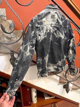 Giubbino jeans maculato uomo cotone