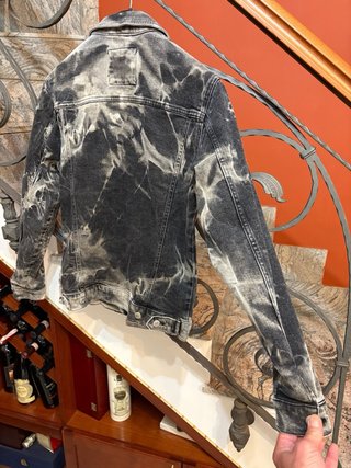 Giubbino jeans maculato uomo cotone