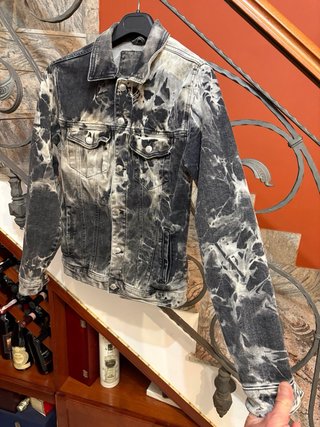 Giubbino jeans maculato uomo cotone