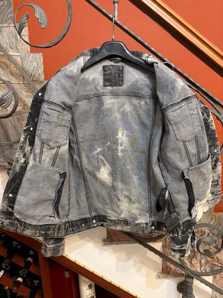Giubbino jeans maculato uomo cotone