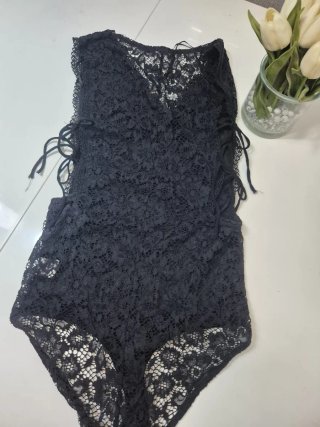 Body encaje negro talla única