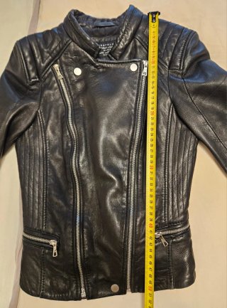 Cazadora Biker Piel TRF Negra Talla XS