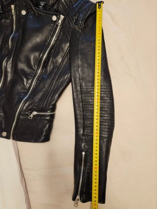 Cazadora Biker Piel TRF Negra Talla XS