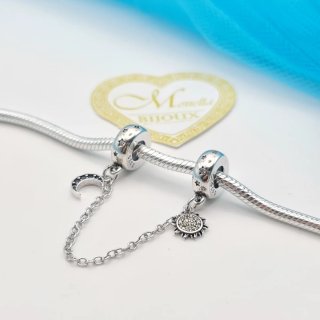 Charm catena sicurezza argento 925 sole luna