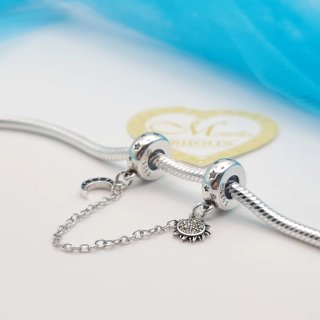 Charm catena sicurezza argento 925 sole luna