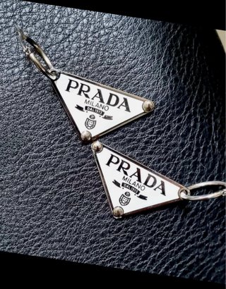Orecchini Prada Vintage Bianco Argento