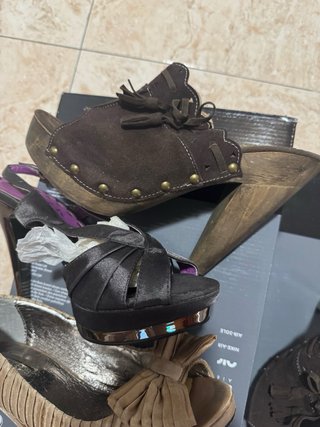 Lote Zapatos Fiesta Talla 37 Negro y Dorado