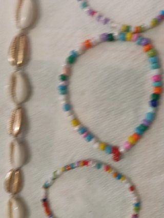 4 Pulseras Acero Cuentas Colores