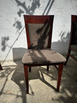 Sillas de comedor madera y tela 6 unidades