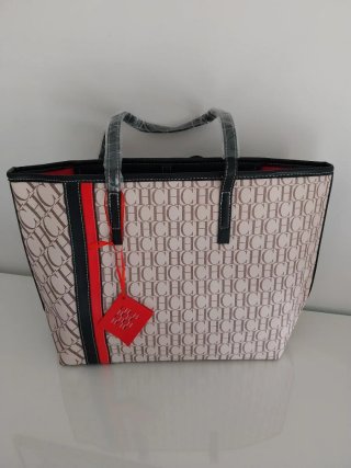 Bolso Carolina Herrera Beige y Rojo
