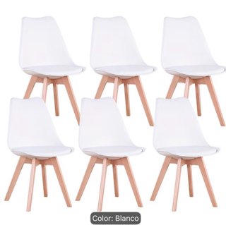 Un juego de 6 sillas de comedor o cocina modernas