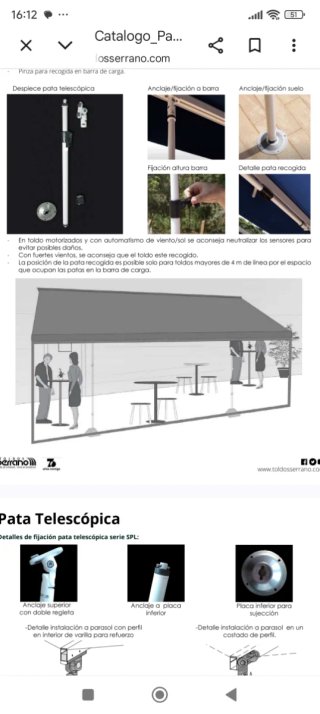 2 postes telescópicos para toldo viento