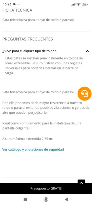 2 postes telescópicos para toldo viento